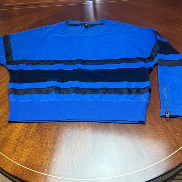 Diesel Blue & Black Striped Knit Sweater | Size S/M 100% Cotton - Picture 2 of 13